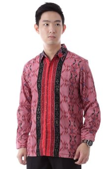 Elfs Shop - Kemeja Fashion Panjang Batik Semi Satin 0Y1-Maroon  