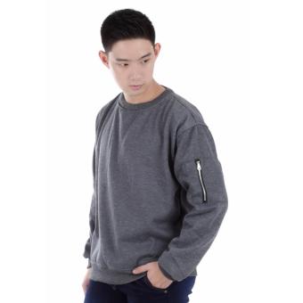 Elfs Shop - Sweater Pria Formal Casual 2 In 1 / Men's Long Sleeve Fleece Sweatshirt Pocket Zipper-Abu Tua  
