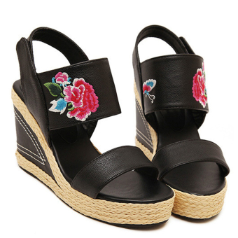 Embroidered Shoes Platform Slipsole Sandals 34 - Intl  