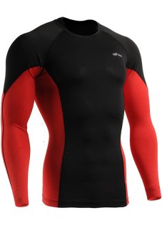 EMFRAA Mens Compression Baselayer Shirts (Black/Red) (EXPORT)  