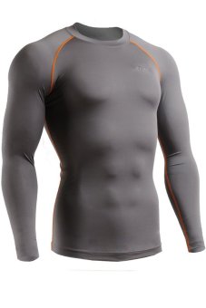 EMFRAA Mens Compression GYM Under Base Layer Top Tight Long Sleeve T-Shirts (Grey) (EXPORT)  