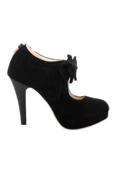 Enmayer 20150711-1-7 Bow High Heel Pumps (Black)  