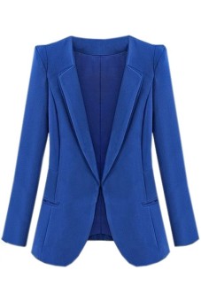 EOZY 2016 fashion wanita liburan solidcolor blazer kantor wanita trendi jaket mantel-mantel kecil ramping sesuai dengan puncak (Biru)  