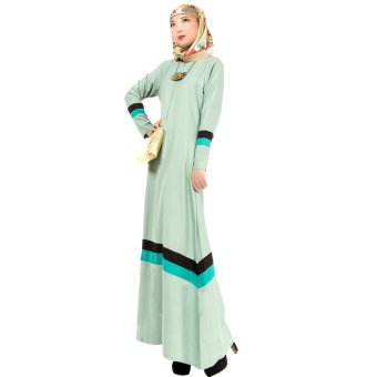 EOZY Chic Women Muslim Wear Muslim Robes Islam Style Female Long Sleeve One-piece Dresses Free Size (Green)  