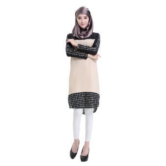 EOZY Fashion Ladies Women Muslim Wear Muslem Dresses Skirts Islam Style Female Muslim Poly Chiffon Midi Dresses (Beige)  