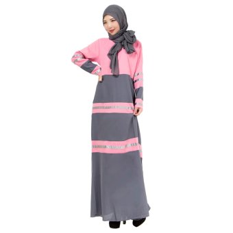 EOZY Fashion Lady Women Muslim Wear Islam Style Female Long Sleeve Maxi Dresses (Pink)  