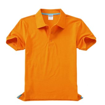 EOZY Fashion Men Cotton Short Sleeve Solid Polo Shirts Korean Style Male Classic Fit Casual Tee Shirts Daily Wear Tops (Orange)  