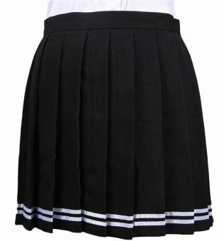 EOZY Japanese Style Women Girl's Stripes Pattern High Waist Short Mini Skirts Uniform Dresses Size S,M,L,XL,2XL (Black) - intl  