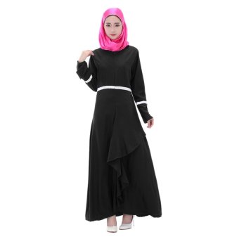 EOZY Latest Design Lady Women Muslim Wear Muslem Dresses Islam Style Female Long Sleeve Muslim One-piece Dresses (Black)  