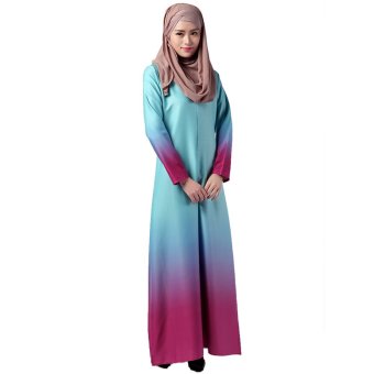 EOZY Luxury Lady Women Muslim Wear Muslim Robes Islam Style Female Outdoor Long Sleeve A Line Dress One-piece Dresses Size M/L (Light Blue)  