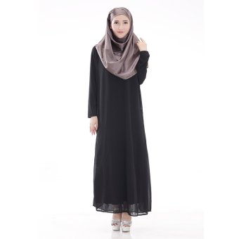 EOZY New Design Women Lady Girl Muslim Wear Muslem Dresses Islam Style Female Muslim Modal One-piece Dresses (Black)  