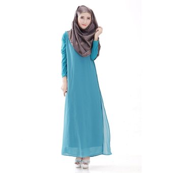 EOZY New Design Women Lady Girl Muslim Wear Muslem Dresses Islam Style Female Muslim Modal One-piece Dresses (Sky Blue)  