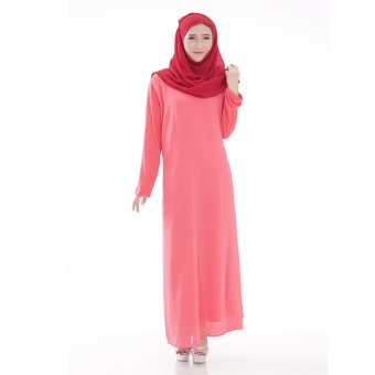EOZY New Design Women Lady Girl Muslim Wear Muslem Dresses Islam Style Female Muslim Modal One-piece Dresses (Watermelon Red)  