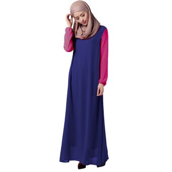 EOZY New Fashion Women Muslim Wear Muslim Robes Islam Style Female Slim Long Sleeve Assorted Colors Maxi Dresses Free Size (Blue)  