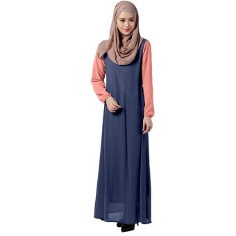 EOZY New Fashion Women Muslim Wear Muslim Robes Islam Style Female Slim Long Sleeve Assorted Colors Maxi Dresses Free Size (Navy Blue)  