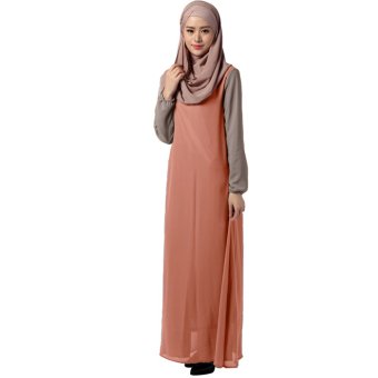 EOZY New Fashion Women Muslim Wear Muslim Robes Islam Style Female Slim Long Sleeve Assorted Colors Maxi Dresses Free Size (Pink)  