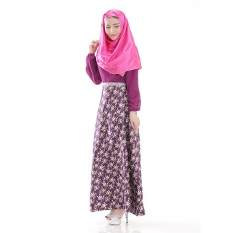 EOZY Stylish Lady Women Muslim Wear Muslem Dresses Islam Style Female Muslim Chiffon One-piece Dresses Size L/XL (Purple)  