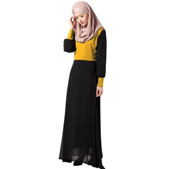 EOZY Stylish Women Lady Girl's Muslim Wear Muslim Robes Islam Style Female Chiffon Outdoor One-piece Dresses Size M/L (Yellow)  