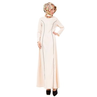 EOZY Trendy Women Muslim Wear Muslim Robes Islam Style Female Long Sleeve Maxi One-piece Dresses Free Size (Beige)  