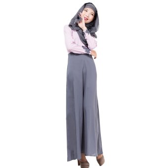 EOZY Vintage Women Muslim Wear Islam Style Female Long Sleeve Maxi Dresses (Grey)  