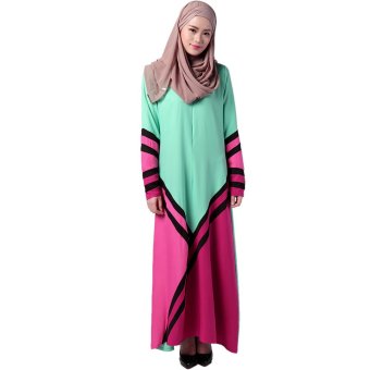 EOZY Vintage Women Muslim Wear Muslim Robes Islam Style Female Slim Long Sleeve Multi-color Maxi Dresses (Light Green)  