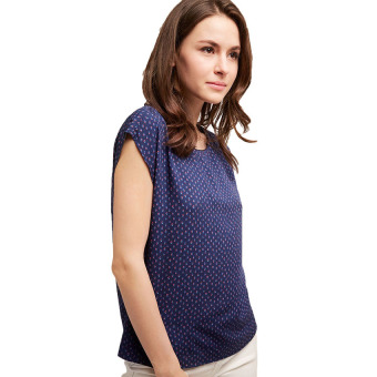 Esprit Flowing Printed Boxy Blouse - Navy  