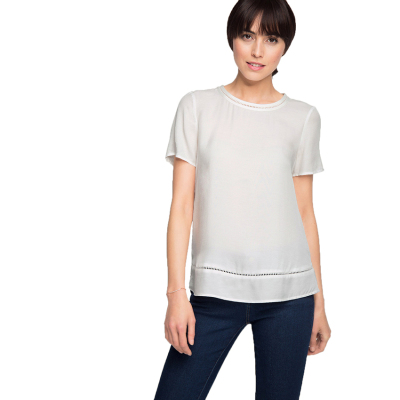 Esprit Shiny Blouse With Embroidery Details - Off White  