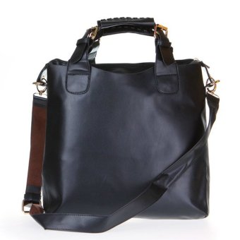 Euramerican Vintage Women Handbag Faux Leather Shopper Tote Bag Black- Intl  