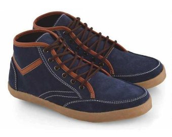 Everflow RE 9002 Sepatu High Cut Sneakers Pria - Suede - Tpr - Gaya Dan Elegan - Blue  