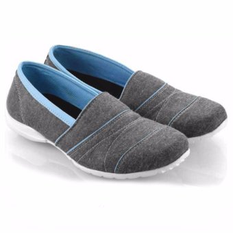 Everflow Sepatu Flat Casual Slip On Wanita - Denim - Grey Comb  