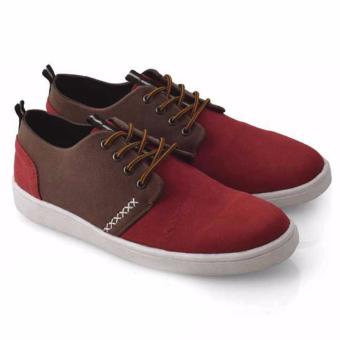 Everflow Sepatu Sneaker Casual Suede Leather Pria RE 9004 - Red Comb  