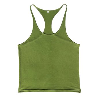 Extendable Gym Tank Top Men Singlet Bodybuilding Clothing Muscle Sleeveless Shirt Plain Vest (Army Green)  