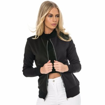 Fancyqube Winter Women Coat Cotton Padded Long Sleeves Jacket Slim Outwear Solid O Neck Fashion Simple Black - intl  