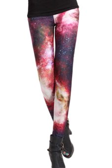 Fancyqube Women Aurora Space Galaxy Graphic Pattern Leggings Pants 36 Multicolor  