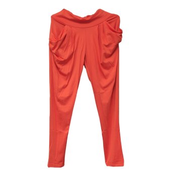 Fang Fang Casual Lady Baggy Drape Long Harem Pants Trousers (Orange)  