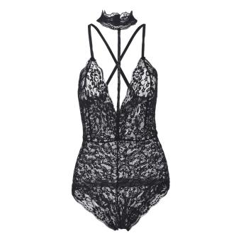 Fangfang 2017 Sexy lace Halter bodysuit Stylish Women Slim hollow out female knitwear playsuit jumpsuit romper -Black - intl  