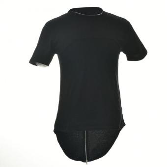 Fashion Back Zipper Swag T-shirt For Tyga Men's Hip Hop Skateboard Top Tees Black  