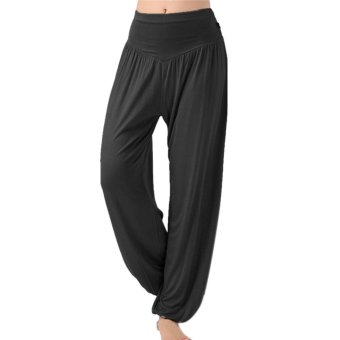 Fashion Baggy Soft Harem Yoga Pants Bloomer Trousers for Jogging Pilates Dancing Casual Wearing Black M - intl  