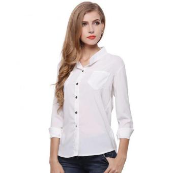 Fashion Casual Loose Big Yards Sunscreen Chiffon Shirt Collar Long-Sleeved Shirt  