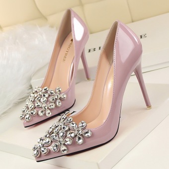 Fashion High-Heeled Shoes Thin Heels Woman Pumps Crystal Ladies Wedding Shoes Pointed Toe High Heels Closed Toe Women Shoes  