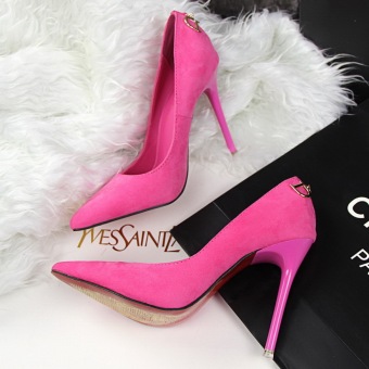 Fashion High-Heeled Shoes Woman Pumps Thin Heels Suede Women Shoes Sexy Pointed Toe Ladies Wedding Shoes Closed Toe High Heels - Intl  