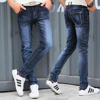 Fashion Jeans Men Luxury Straight Blue Color Slim Fit Mens Denim Jeans Pants High Quality (Blue) - intl  