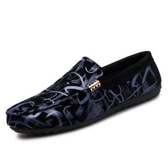 Fashion loafers 2017 new summer men's hot sale slip-on soft pu leather loafers (blue) - intl  