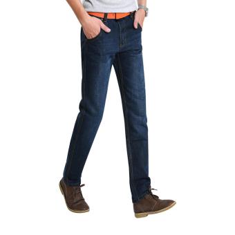 Fashion Men's Cultivate One's Morality Straight Business Casual Denim Trousers?Dark blue? - intl  