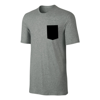 Fashion Men's Simple Cotton T-shirt Printing Pocket Pattern Shirt Short Sleeve Charcoal gray  