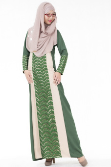 Fashion muslim women lace slim Long dress baju kurung Arab Loose-fitting clothing wear Special for Ramadan(Green) - intl  