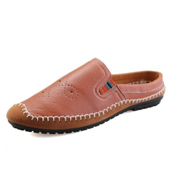 Fashion New Men Casual Leather Mules Shoes (BROWN)  