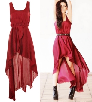 Fashion New Womens Temperament Irregular Skirt Chiffon Long Maxi Dress Wine Red - intl  