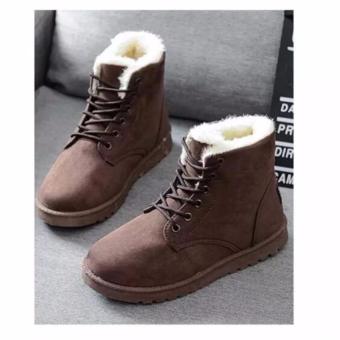 Fashion Student Snow Boots Martin Boots Women Korean Factory Outlets Waterproof Boots Ladies Shoes With Iner Cotton Boots(Coffee) - intl  