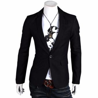 Fashion Stylish Men's Outwear One Button Casual Slim Fit Blazer Coat Jacket Suit [black] - intl  